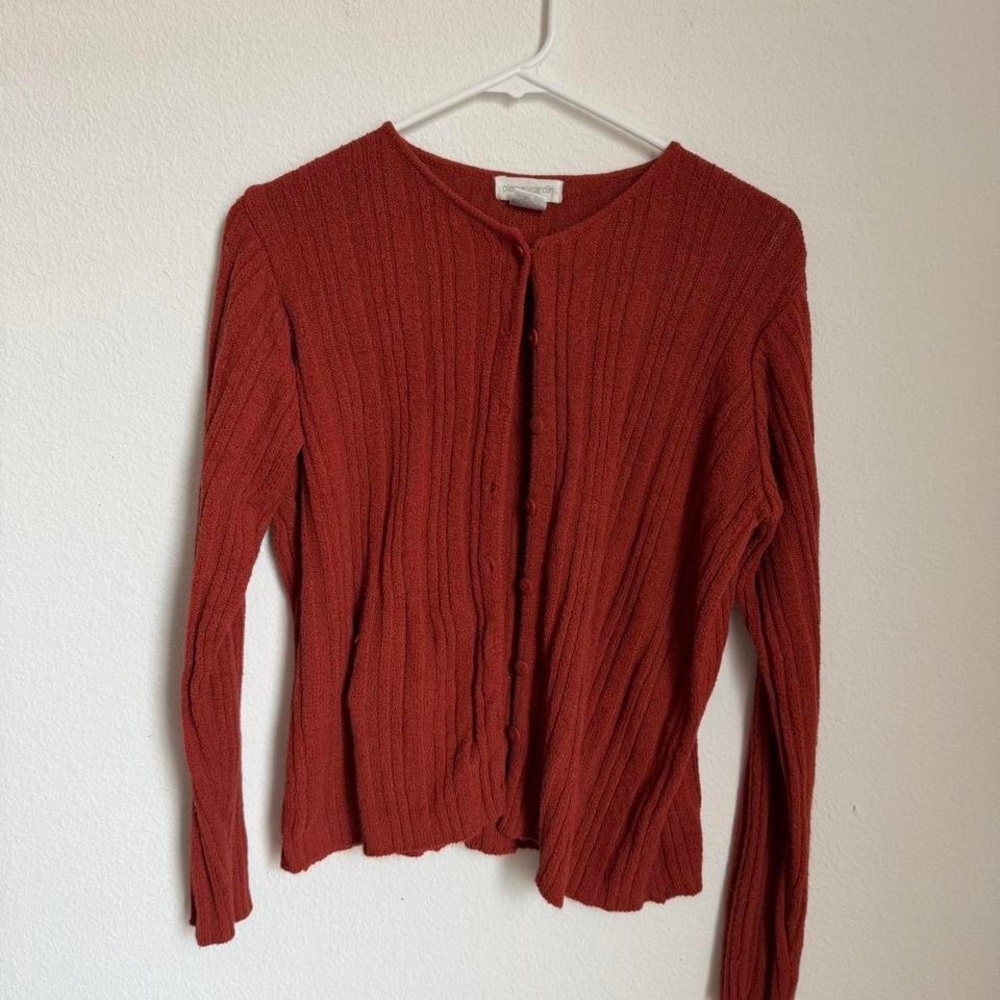 Pierre Cardin Brick Red Knit Cardigan Top